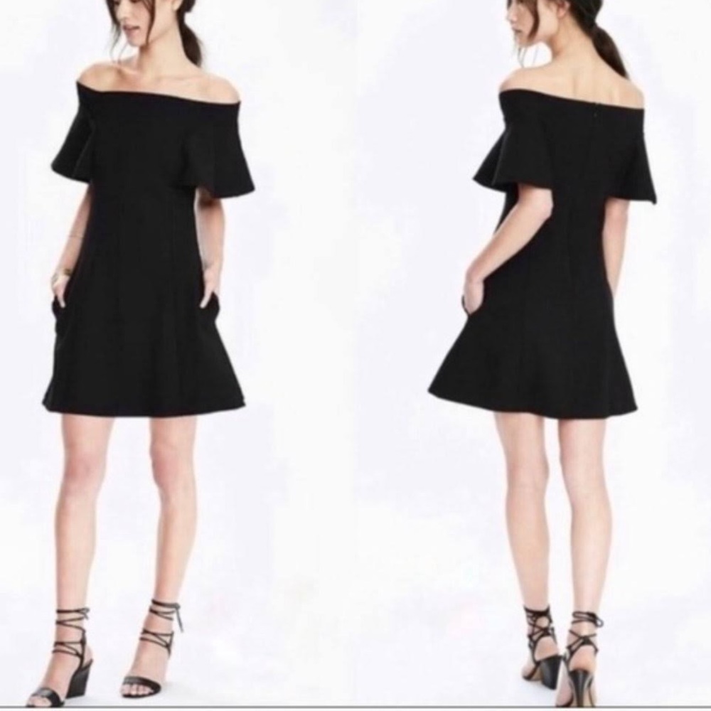 Banana Republic Off Shoulder Black Dress